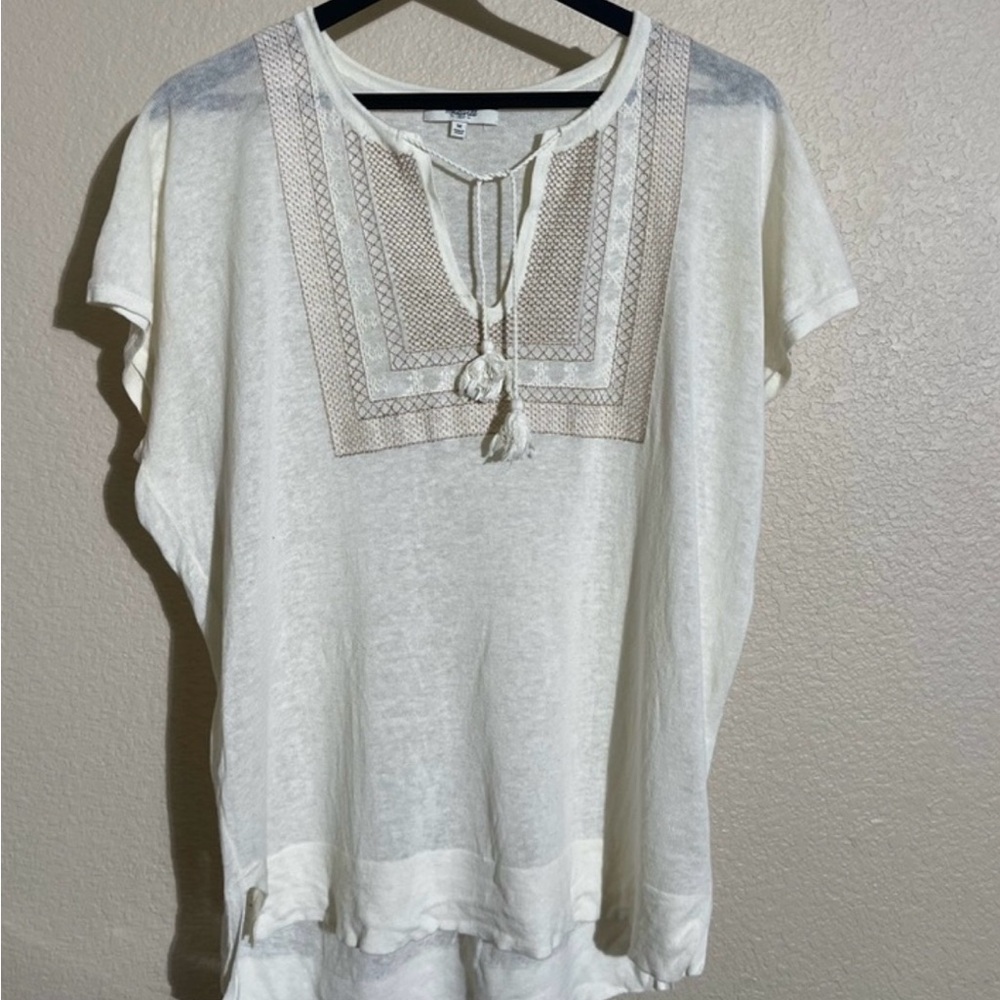 Elegant Cream Embroidered Women's Top